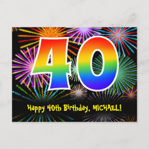 Carte Postale 40e Anniversaire – Motif de Feux d'Artifice Amusan