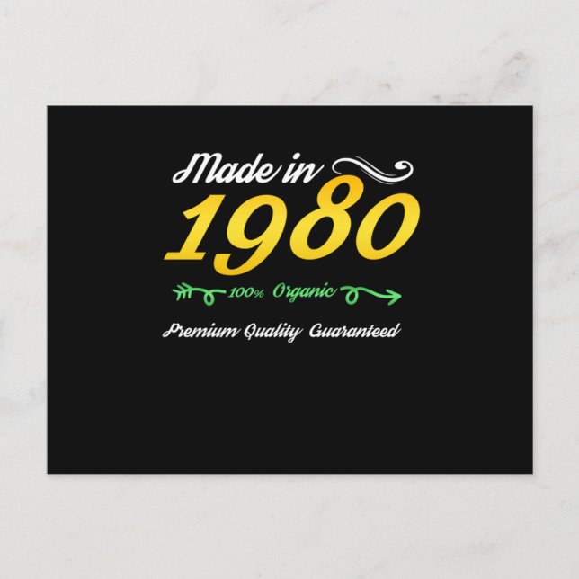 Carte Postale 40e anniversaire Né dans les années 80 1980 bébé 4 (Devant)