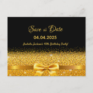 Carte Postale 40e anniversaire noir or arc enregistrer la date