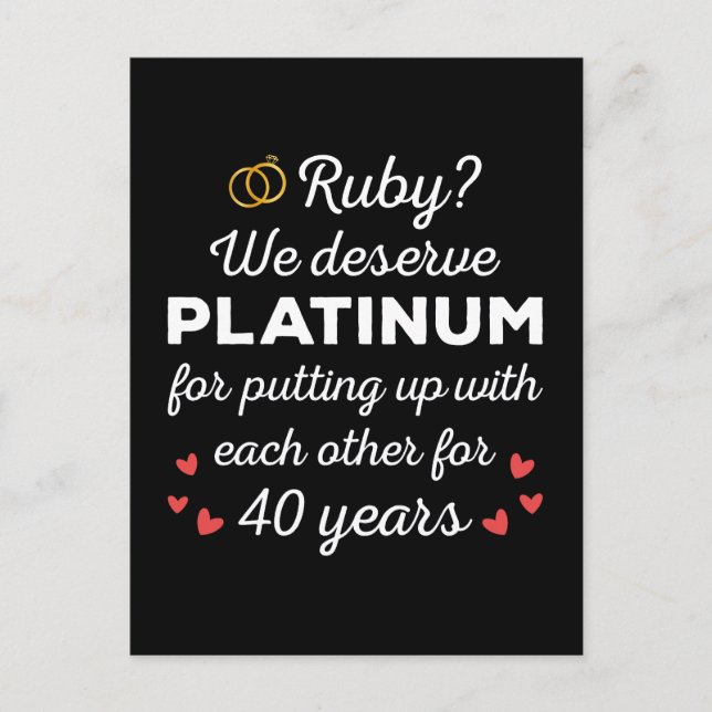 Carte Postale 40ème anniversaire du Mariage I - Ruby Funny Coupl (Devant)