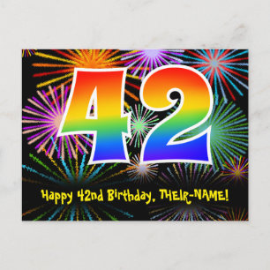 Carte Postale 42e Anniversaire – Motif de Feux d'Artifice Amusan