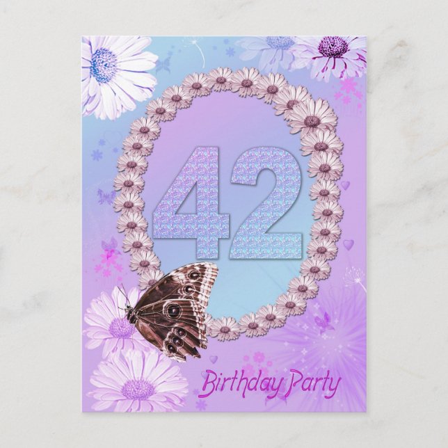 Carte Postale 42e fête d'anniversaire Invitation (Devant)