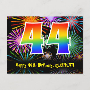 Carte Postale 44e Anniversaire – Motif de Feux d'Artifice Amusan