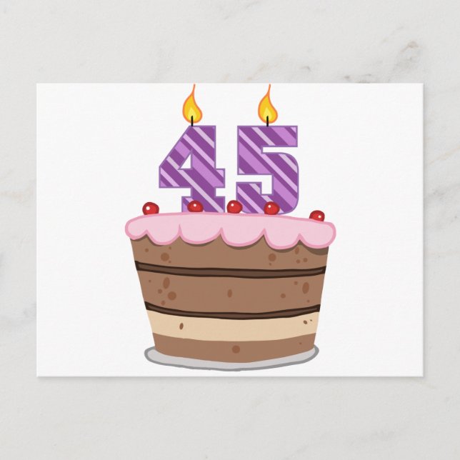 Carte Postale 45 ans sur le gâteau d'anniversaire (Devant)