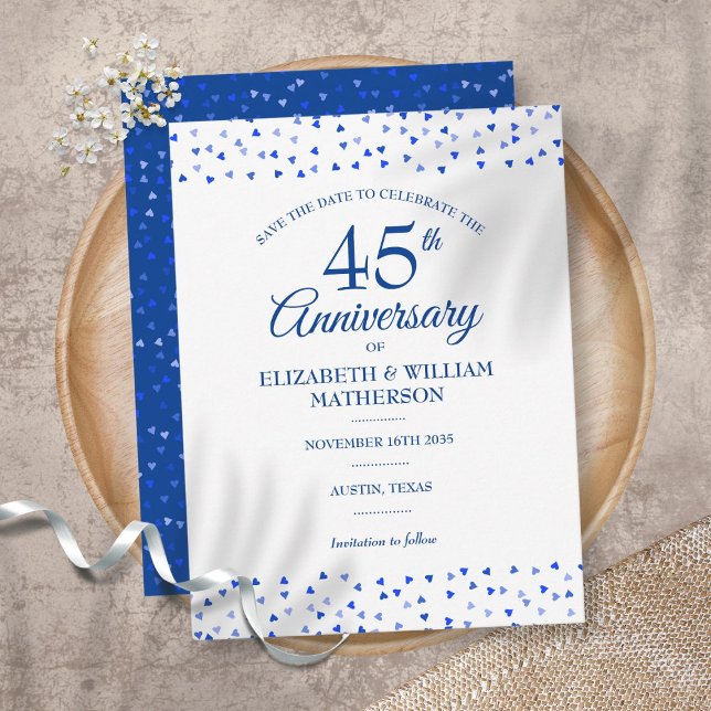 Carte Postale 45e 65e Anniversaire de Mariage Coeurs Save the Da (Créateur téléchargé)
