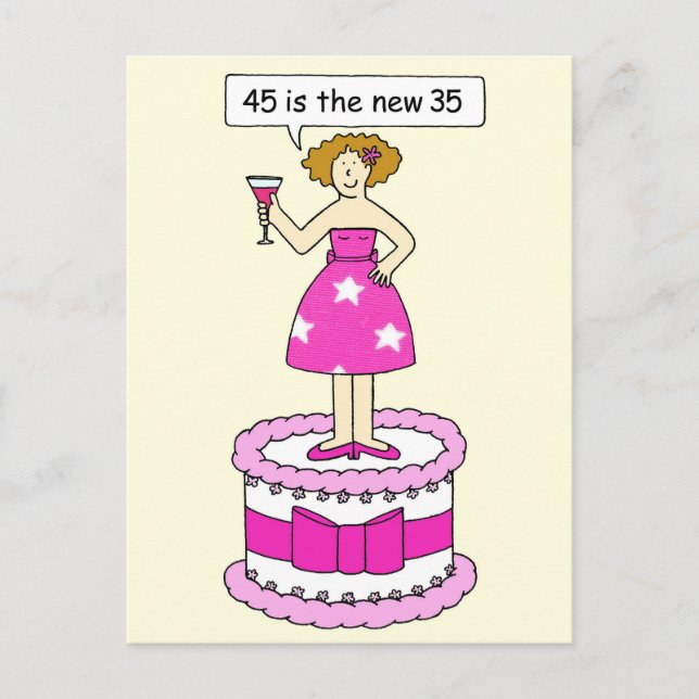 Carte Postale 45e anniversaire Humour d'âge pour elle (Devant)