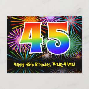 Carte Postale 45e Anniversaire – Motif de Feux d'Artifice Amusan