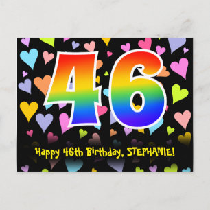 Carte Postale 46e anniversaire : Amusants Motifs de Coeurs, Arc-