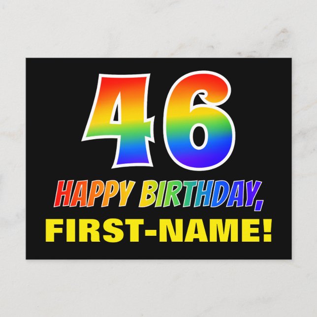 Carte Postale 46e anniversaire : Bold, amusant, simple, arc-en-c (Devant)