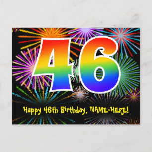 Carte Postale 46e Anniversaire – Motif de feux d'artifice amusan