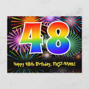 Carte Postale 48e anniversaire - Fun Motif feux d'artifice + Arc