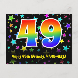 Carte Postale 49e anniversaire : Fun Stars Motif, Arc-en-ciel 49