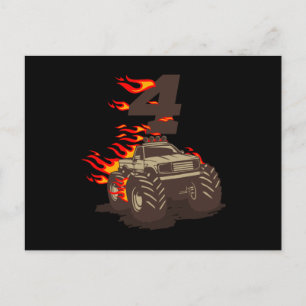 Carte Postale 4 ANNIVERSAIRE MONSTER TRUCK 4ème Anniversaire Gar