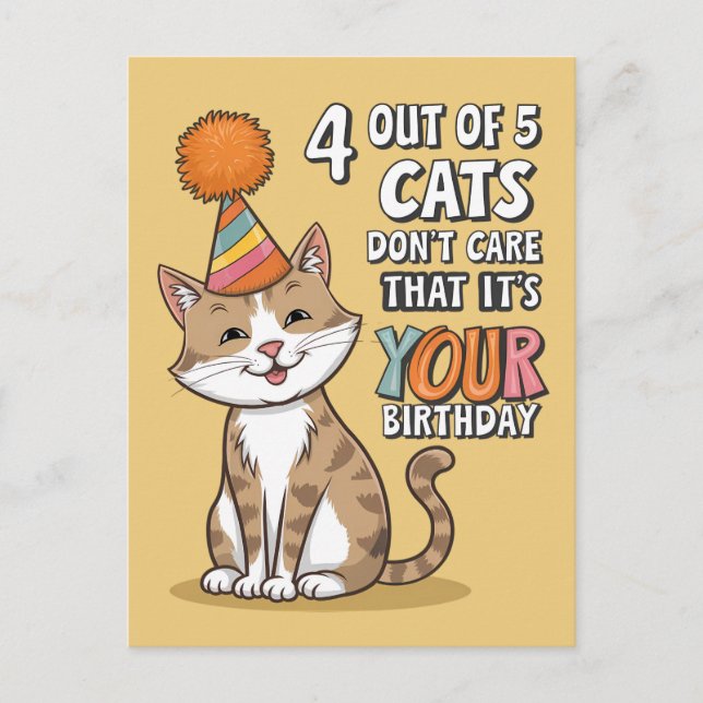 Carte Postale 4 chats sur 5 ne se soucient pas que ce soit votre (Devant)