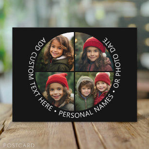 Carte Postale 4 Collage de photos avec texte personnalisé incurv