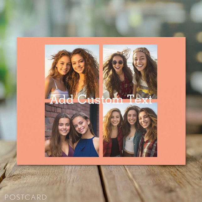 Carte Postale 4 Collage de photos - vous pouvez changer la coule (Custom Photo Postcard)