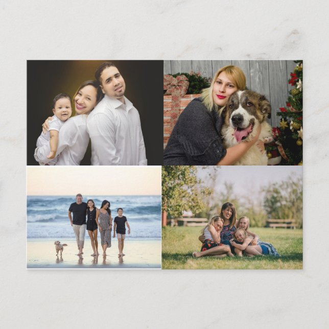 Carte Postale 4 Collage Photo de Famille Personnalisé (Devant)