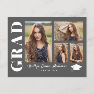 Carte Postale 4 Collage photo Script moderne Gris Grad