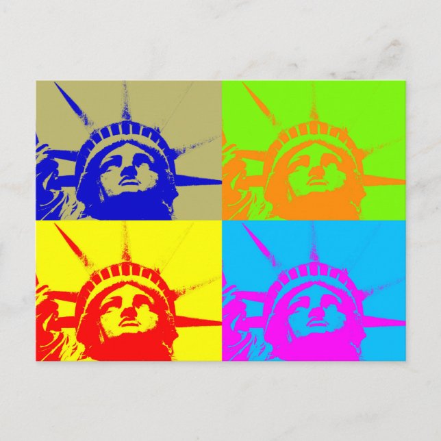 Carte Postale 4 Couleur Pop Art Lady Liberty (Devant)