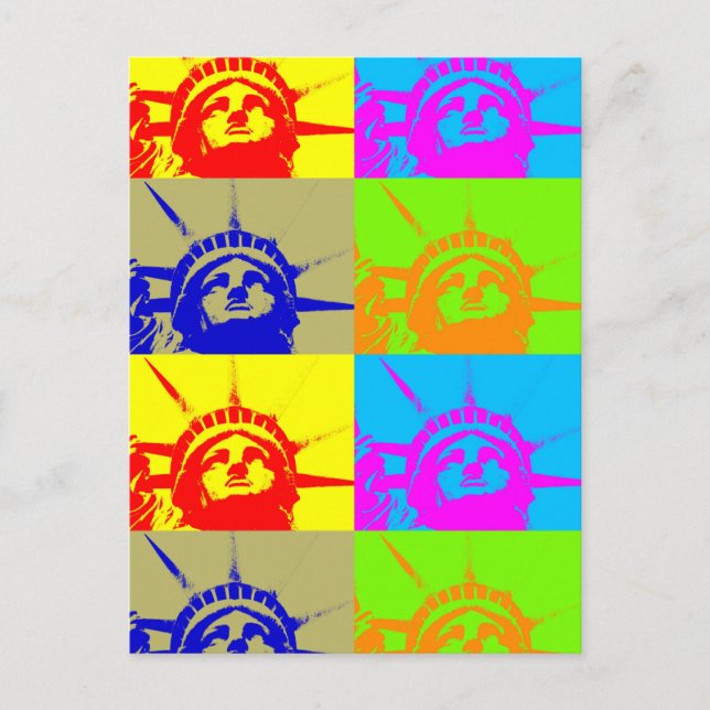 Carte Postale 4 Couleur Pop Art Lady Liberty (Devant)
