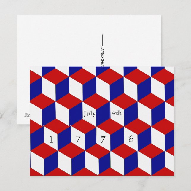 Carte postale - 4 juillet 1776  Illusion de blocs (Devant / Derrière)