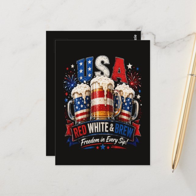 Carte Postale 4 juillet amérique 250ème (Devant/Arrière en situation)