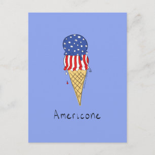 Carte Postale 4 juillet amusante crème glacée américaine