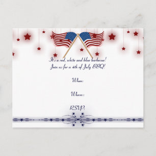 Carte Postale 4 juillet drapeaux et étoiles patriotiques américa