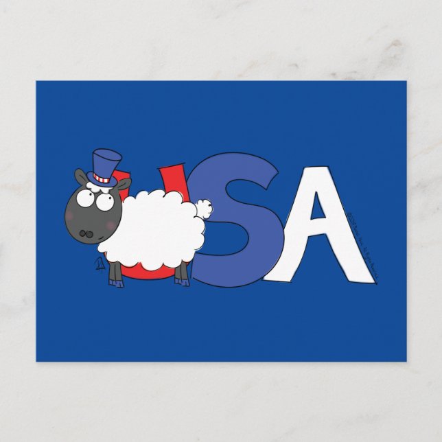 Carte Postale 4 juillet Drôle USA Sheep (Devant)