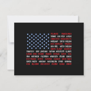 Carte Postale 4 juillet États-Unis Drapeau américain Tous les 50