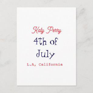 Carte Postale 4 juillet fête de l'indépendance nom ville pa bleu