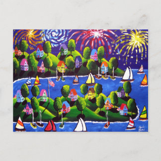 Carte postale 4 juillet Fireworks Folk Art