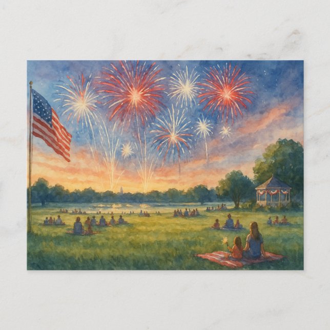 Carte Postale 4 juillet Joyeuse fête de l'indépendance (Devant)