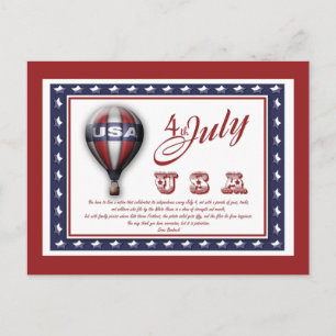 Carte Postale 4 juillet modèle - personnalisable