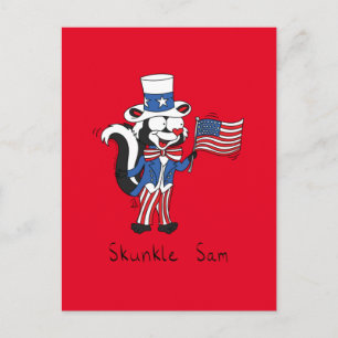 Carte Postale 4 juillet Oncle Sam Skunk Drôle