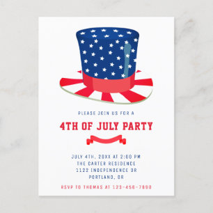 Carte Postale 4 juillet Parti Patriotique BBQ Rouge Blanc Bleu