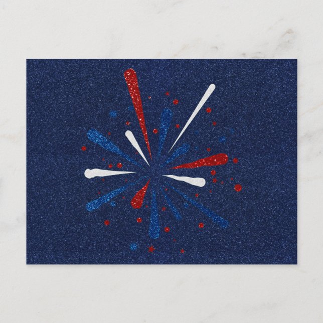 Carte Postale 4 juillet Parties scintillant feux d'artifice (Devant)