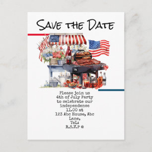 Carte Postale  4 juillet, réservez la date  Fête de l'Indépendan