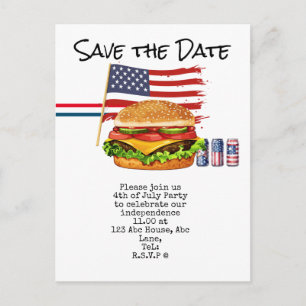 Carte Postale  4 juillet, réservez la date  Fête de l'Indépendan