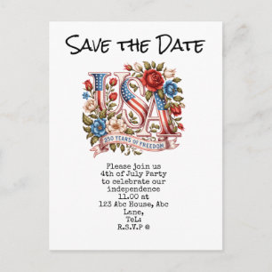 Carte Postale 4 juillet, réservez la date Fête de l'Indépendanc