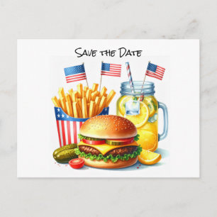 Carte Postale 4 juillet, réservez la date  Fête de l'Indépendanc