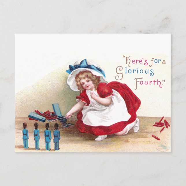 Carte Postale 4 juillet Soldats des filles et des jouets (Devant)