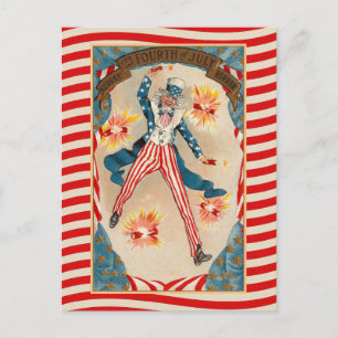 Carte Postale 4 juillet Vintage Oncle Sam