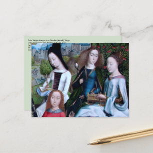 Carte Postale 4 martyrs vierges dans un jardin (détail; M 070)