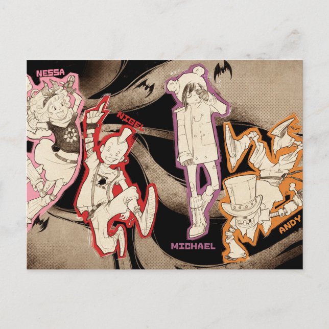 Carte Postale 4 Petits monstres - Groupe (Devant)