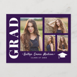 Carte Postale 4 Photo Collage Script moderne Purple Grad