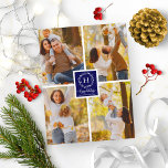 Carte Postale 4 photos Collage Happy Holidays Christmas Blue<br><div class="desc">4 Photos Collage Joyeuses Fêtes Noël Carte postale bleue</div>