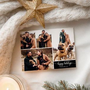 Carte Postale 4 Photos Collage Joyeuses Fêtes de Noël Noir