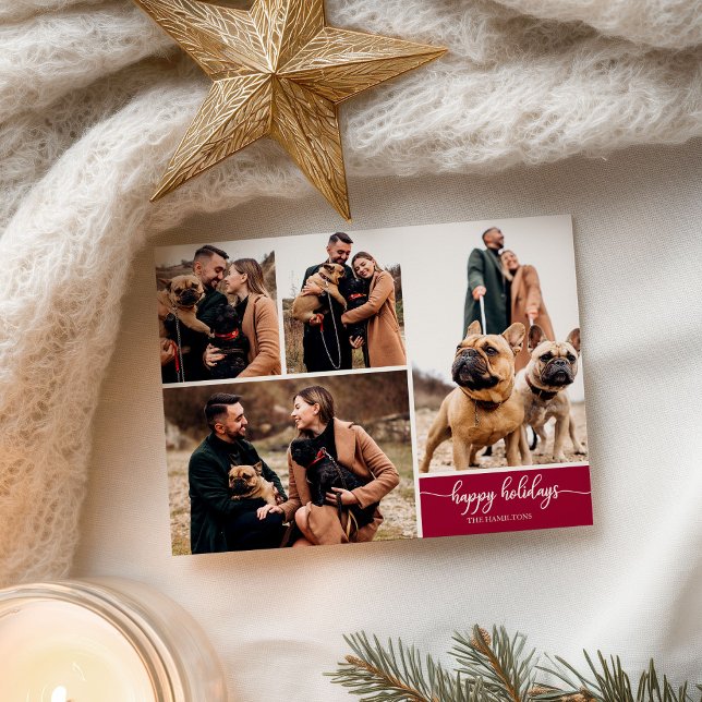 Carte Postale 4 Photos Collage Joyeuses Fêtes Modernes Noël (Créateur téléchargé)
