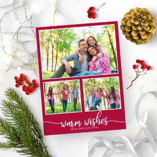 Carte Postale 4 Photos Collage Vœux Chauds Noël Moderne